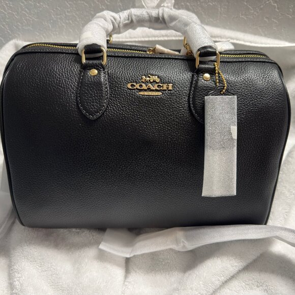 Coach Handbags - New with Tags LARGE Coach Rowan Black, gold hardware. FAST SHIP.